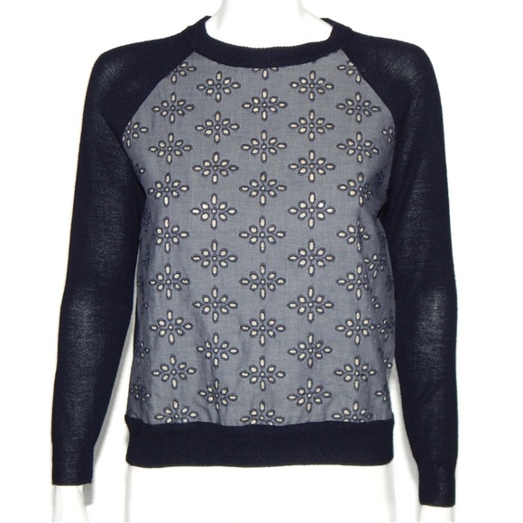 J. Crew Sweaters - JCREW | Embroidered Eyelet Navy Blue Women's Sweater